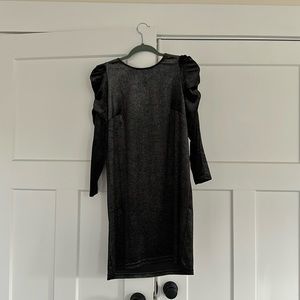 Pretty metallic black puff sleeve dress